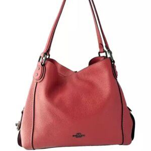 COACH EDIE TURNLOCK WASHED RED TRIPLE COMPARTMENT SHOULDER BAG
